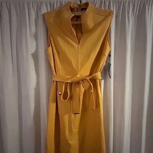 Tommy Hilfiger Yellow belted mock neck shift dress